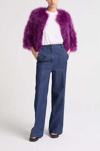 YVES SALOMON [공식] 이브살로몬 숏 퍼 깃털 자켓 | 신세계V