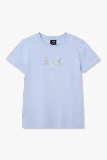 ARMANI EXCHANGE 여성 크리스탈 로고 티셔츠 | 신세계V