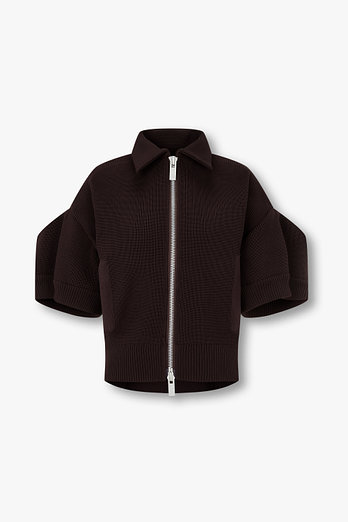 SACAI 여성 니트 블루종 집업 자켓(브라운) | 신세계V