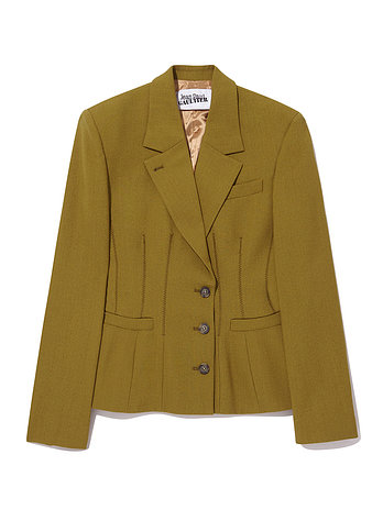 ADEKUVER [JEAN PAUL GAULTIER] 장 폴 고티에 올리브 그린 테일러링 울 바스크 재킷 26/01-W-JA032-W058-89 | 신세계V