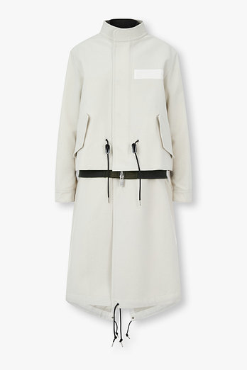SACAI 여성 울 플란넬 나일론 트윌 코트 | 신세계V
