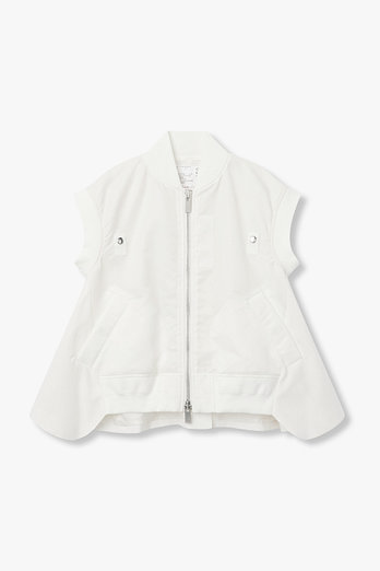 SACAI 여성 나일론 트윌 울 슈팅 베스트(화이트) | 신세계V