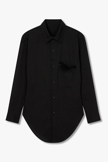 Yohji Yamamoto [FEMME] 스웨이드 페널 패치 포켓 코튼 셔츠 | 신세계V