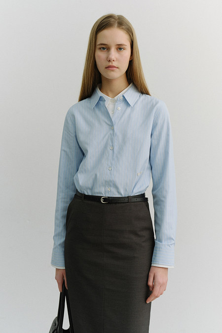 DUNST 2-WAY ESSENTIAL STRIPED SHIRT SOFT BLUE STRIPE_UDSH6A202B1 | 신세계V