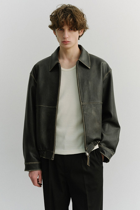 DUNST UNISEX DRIZZLER LEATHER JACKET BRUSHED BLACK_M_UDJU6A105G3 | 신세계V