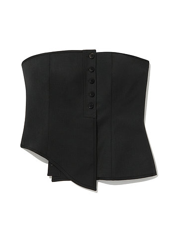 ADEKUVER [JEAN PAUL GAULTIER] 장 폴 고티에 밀리터리 블랙 비대칭 테일러링 뷔스티에 26/01-W-TO394-W055-88 | 신세계V