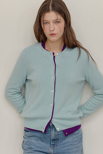 JE NE SAIS QUOI [100% Cashmere] 시그니처 크루넥 캐시미어 가디건_ 민트 | 신세계V