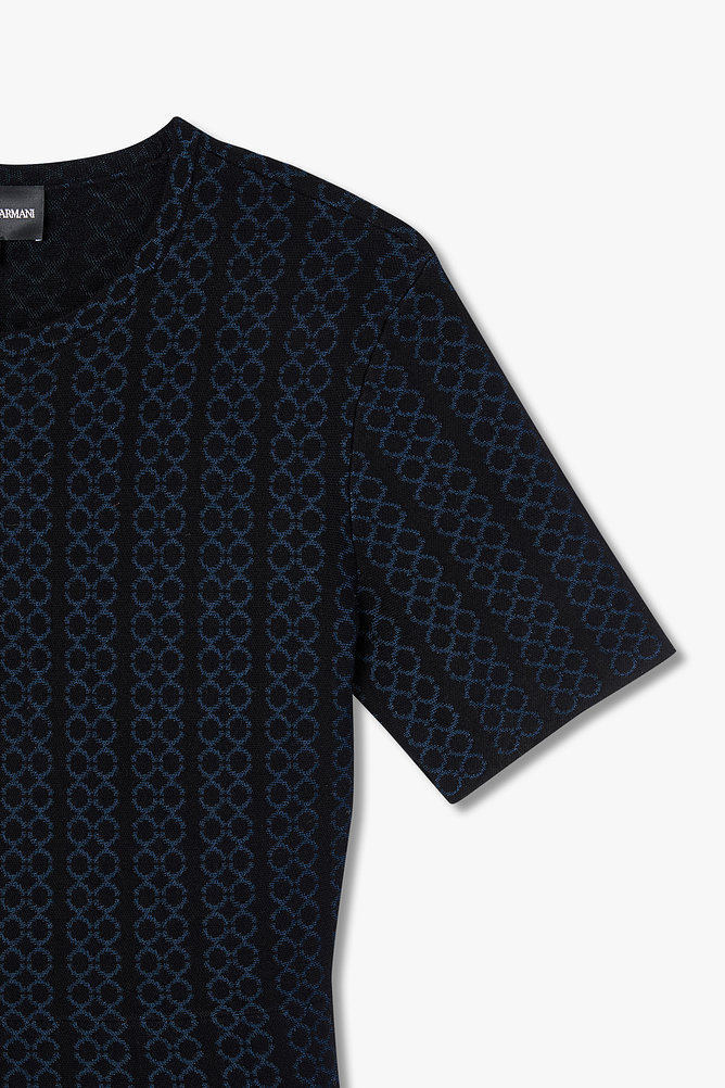 여성 자카드 숏 슬리브 드레스