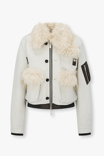 SACAI 여성 울 멜턴 블루종 | 신세계V