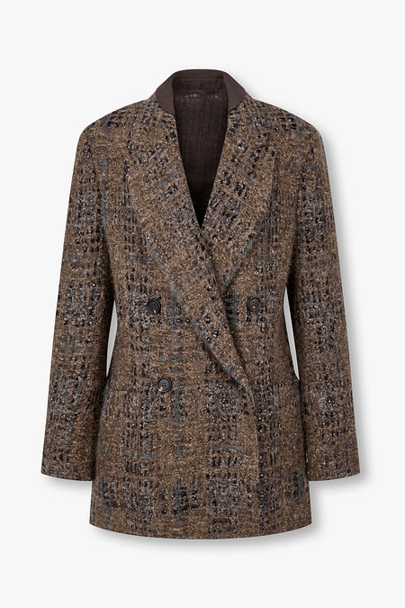 BRUNELLO CUCINELLI 여성 오브 웨일스 패턴 더블 자켓 | 신세계V