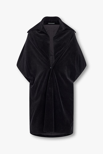 Yohji Yamamoto [FEMME]벨벳 스냅 버튼 숏 슬리브 드레스 | 신세계V