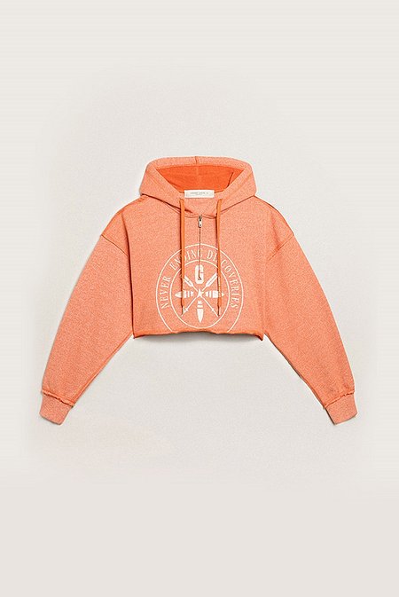 GOLDEN GOOSE KOREA [공식 스토어] 골든구스  여성 저니 크롭 후드 티셔츠 GWP01225 P001012 40173 | 신세계V