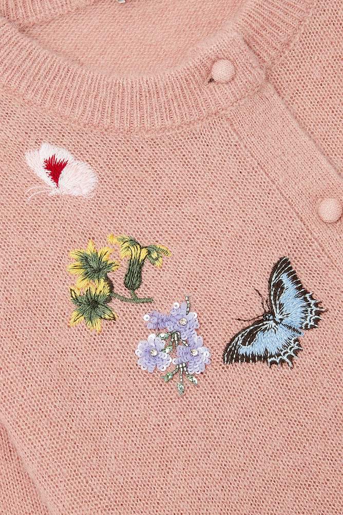 엠블리쉬드 알파카 블렌드 가디건(누드 핑크)