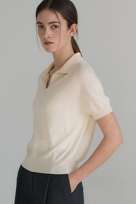 JE NE SAIS QUOI 실크 텐셀 카라 풀오버_크림 | 신세계V