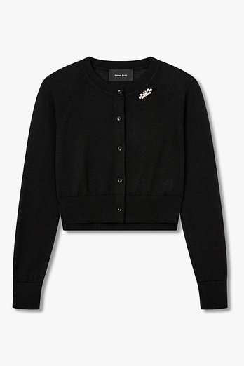 SIMONE ROCHA 울 블렌드 크롭 니트 가디건(블랙) | 신세계V