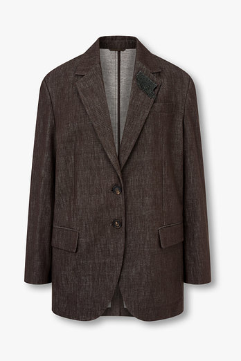 BRUNELLO CUCINELLI 여성 모닐리 브로치 코튼 싱글 자켓 | 신세계V