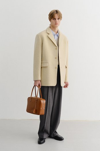 DUNST UNISEX 3 BUTTON BOUCLE WOOL JACKET BUTTER_M_UDJA5D124Y1 | 신세계V