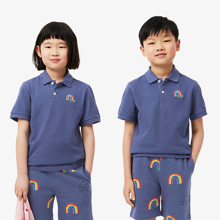 LACOSTE(라코스테) [라코스테 공식] 남아 키즈 Rainbow 자수 반팔 폴로 PJ8425-55G I1M | 신세계V