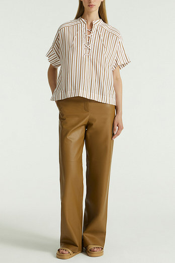 YVES SALOMON [공식] 이브살로몬 스트라이프 포플린 블라우스 | 신세계V