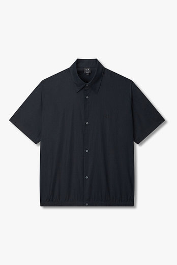 ARMANI EXCHANGE 남성 린넨 블렌드 밴딩 헴 디테일 셔츠 | 신세계V