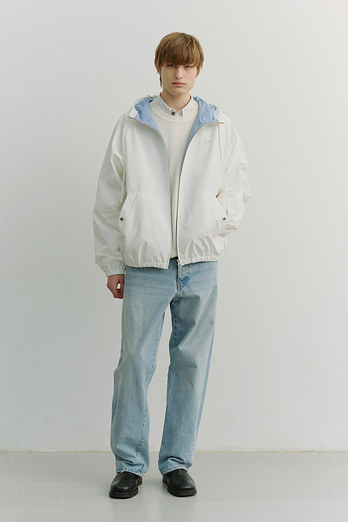 DUNST UNISEX LOGO WINDBREAKER WHITE SOFT BLUE_M_UDJU6A113WT | 신세계V