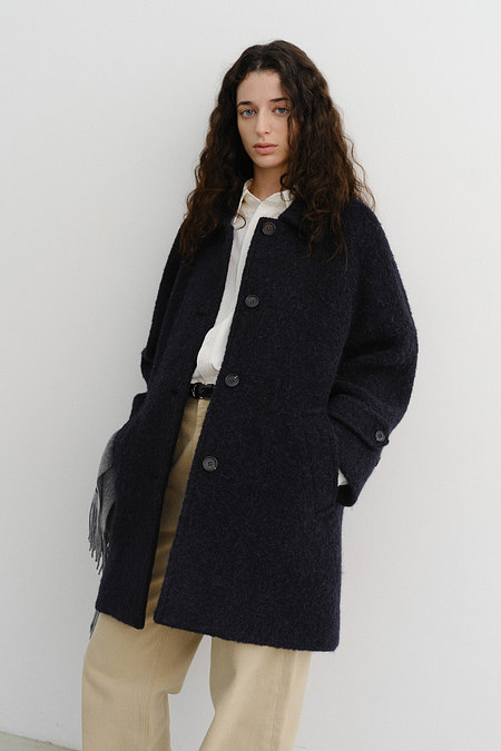DUNST ALPACA HALF MAC COAT NAVY_UDCO5D234N2 | 신세계V