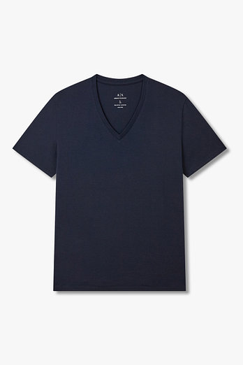 ARMANI EXCHANGE 남성 미니 로고 패치 브이넥 티셔츠 | 신세계V