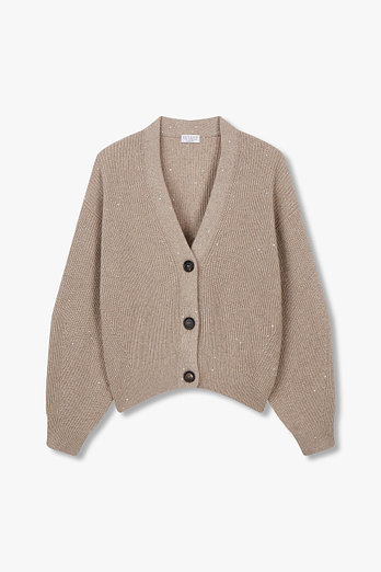 BRUNELLO CUCINELLI 여성 브이넥 글리터 버튼업 니트 가디건 | 신세계V
