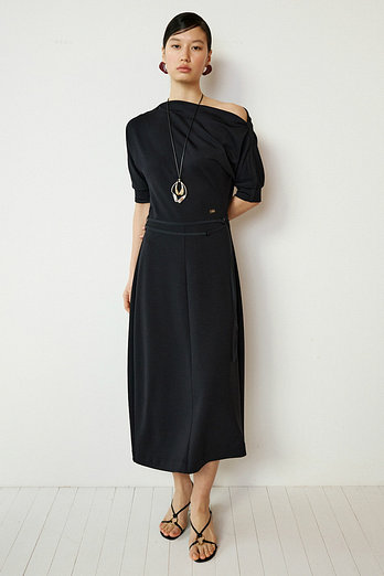 L`H.A.S HOURGLASS FLOW JERSEY DRESS_BLACK | 신세계V