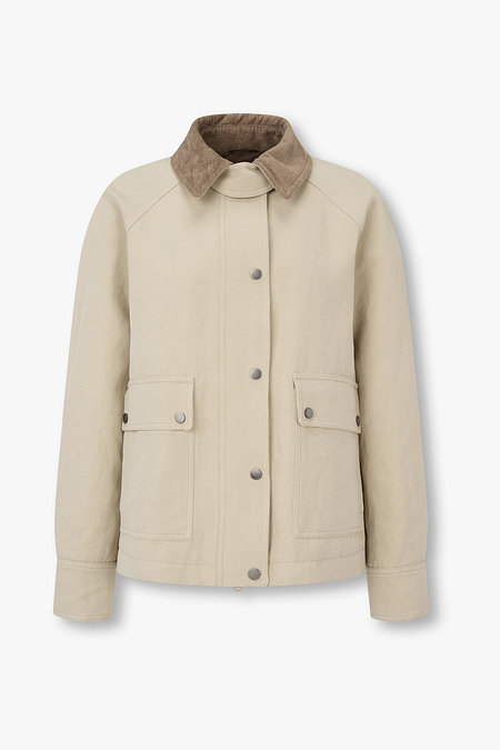 BRUNELLO CUCINELLI 여성 배색 코듀로이 카라 래글런 자켓 | 신세계V