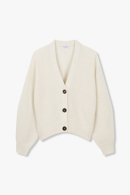 BRUNELLO CUCINELLI 여성 브이넥 글리터 버튼업 니트 가디건 | 신세계V