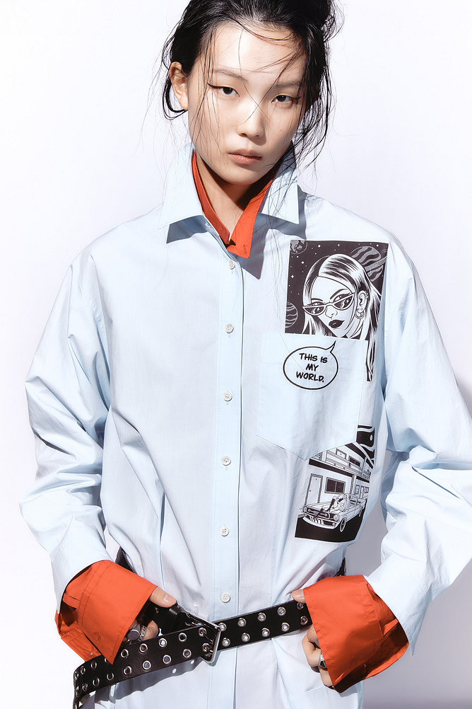 [STELLAR LEUNA] 그래픽 포켓 셔츠