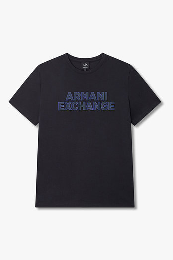 ARMANI EXCHANGE 남성 텍스처드 로고 크루넥 티셔츠 | 신세계V