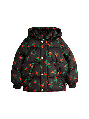 MINI RODINI [MINI RODINI] 키즈 링곤베리 패턴 후드 푸퍼 자켓 블랙 25710112 99 | 신세계V