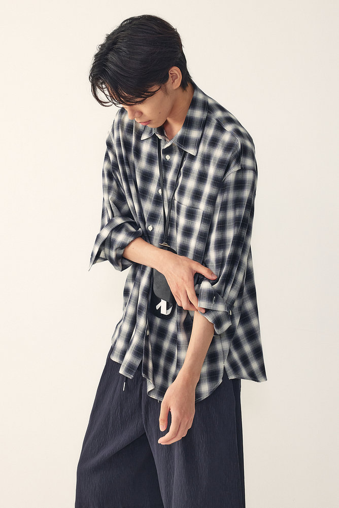 [MEN] 옴브레 베이직 체크 셔츠
