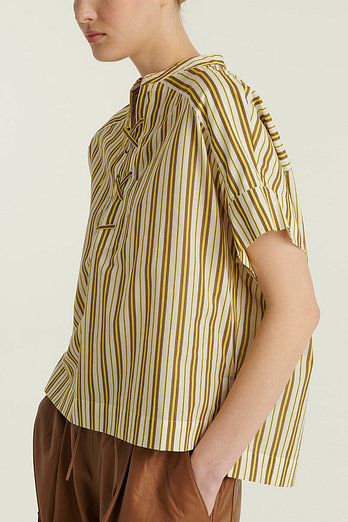 YVES SALOMON [공식] 이브살로몬 스트라이프 포플린 블라우스 | 신세계V