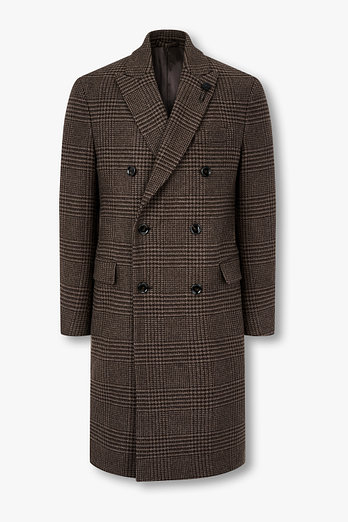 LARDINI 체크 클래식 더블 코트 | 신세계V