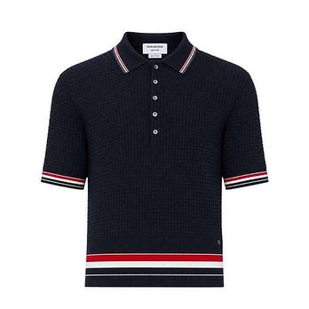 THOM BROWNE [명품] 톰브라운 플로트 리플 스티치 폴로 네이비 MKP155A Y3009 415 50774876 | 신세계V