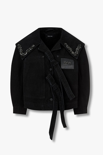 SIMONE ROCHA 크롭트 세일러 카라 워크웨어 보우 자켓(블랙) | 신세계V