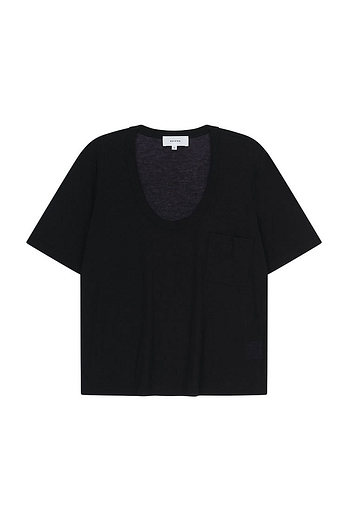 VIS A VIS [예약배송 7/20] HALF SLEEVED U NECK TEE SHIRT  (BLACK) | 신세계V