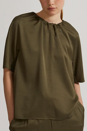 YVES SALOMON [공식] 이브살로몬 실크 세틴 블랜디드 탑 | 신세계V