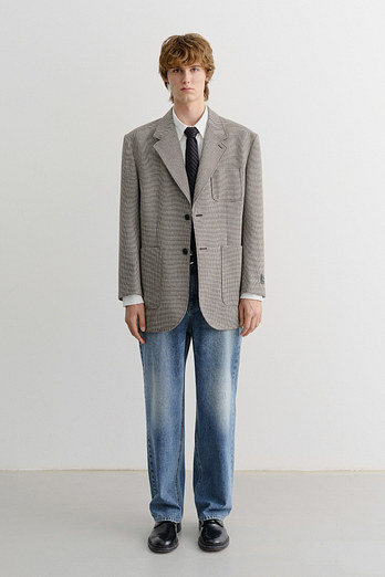DUNST UNISEX OVERSIZED WOOL BLAZER BROWN CHECK_M_UDJA5C104W2 | 신세계V