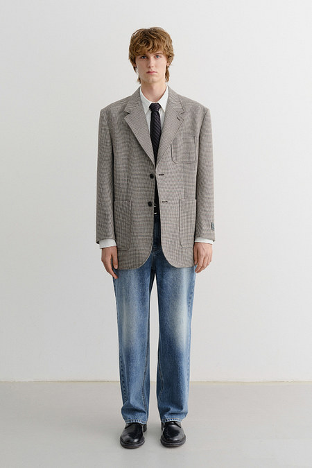 DUNST UNISEX OVERSIZED WOOL BLAZER BROWN CHECK_M_UDJA5C104W2 | 신세계V