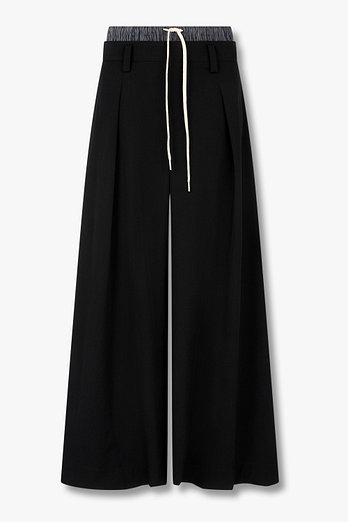 Yohji Yamamoto [REGULATION] 배색 레이어드 와이드 팬츠 | 신세계V