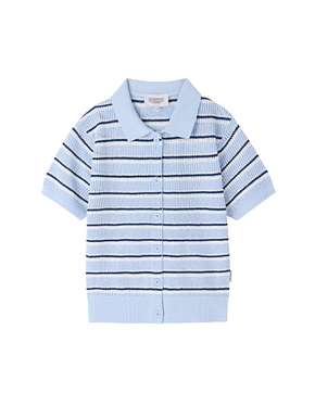 BROMPTON LONDON(브롬톤 런던) W STRIPE HALF SLEEVE KNIT - SKY BLUE (P262WKT132) | 신세계V