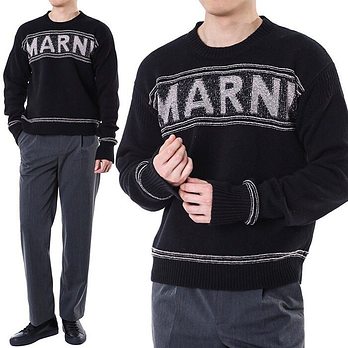 MARNI [명품] 마르니 시그니처 로고 100% 버진울 라운드 니트GCMG0293Q1 UFH947 00N99 48078368 | 신세계V