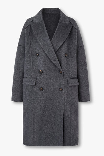 BRUNELLO CUCINELLI 여성 피크트 라펠  캐시미어 더블 코트 | 신세계V