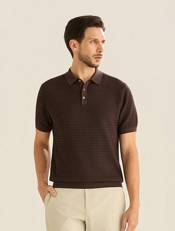 FERRARO MILANO [페라로밀라노]톤온톤 카라 니트 D/브라운 (AM0GTSY25258) | 신세계V