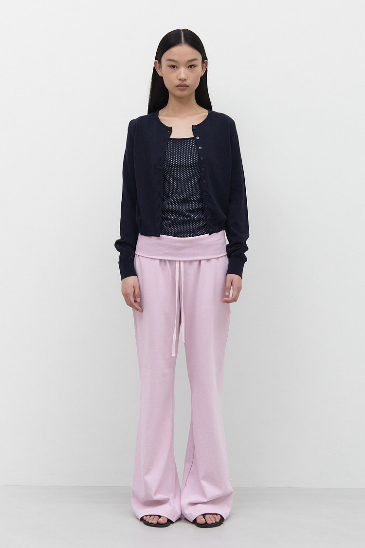FOLD OVER LONG PANTS / BABY PINK
