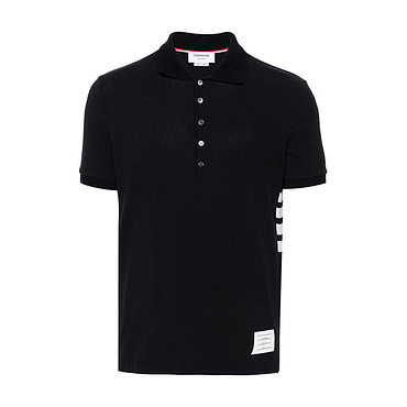 THOM BROWNE(톰브라운) [명품] 26SS 톰브라운 4바 코튼 피케 네이비 남성 폴로 셔츠 MJP110P 00050 415 50088634 | 신세계V